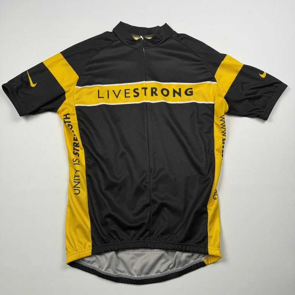 Nike Livestrong WEAR YELLOW Cycling Jersey Mens Large Black Yellow Italy